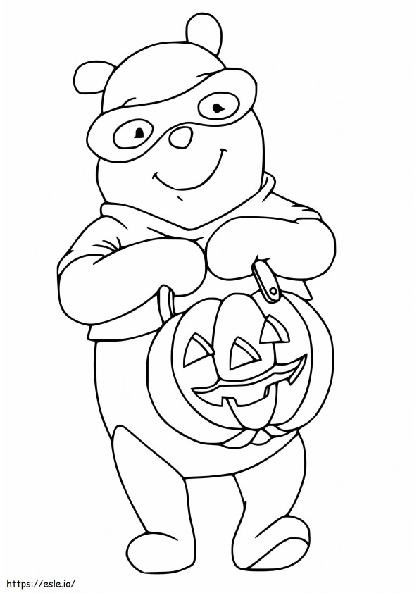 Pooh e bolsa de abóbora para colorir