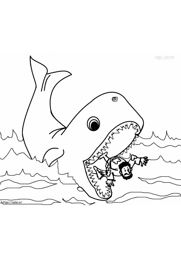  Jonás y la ballena para preescolares Jonás y la ballena imprimible 7H para colorear