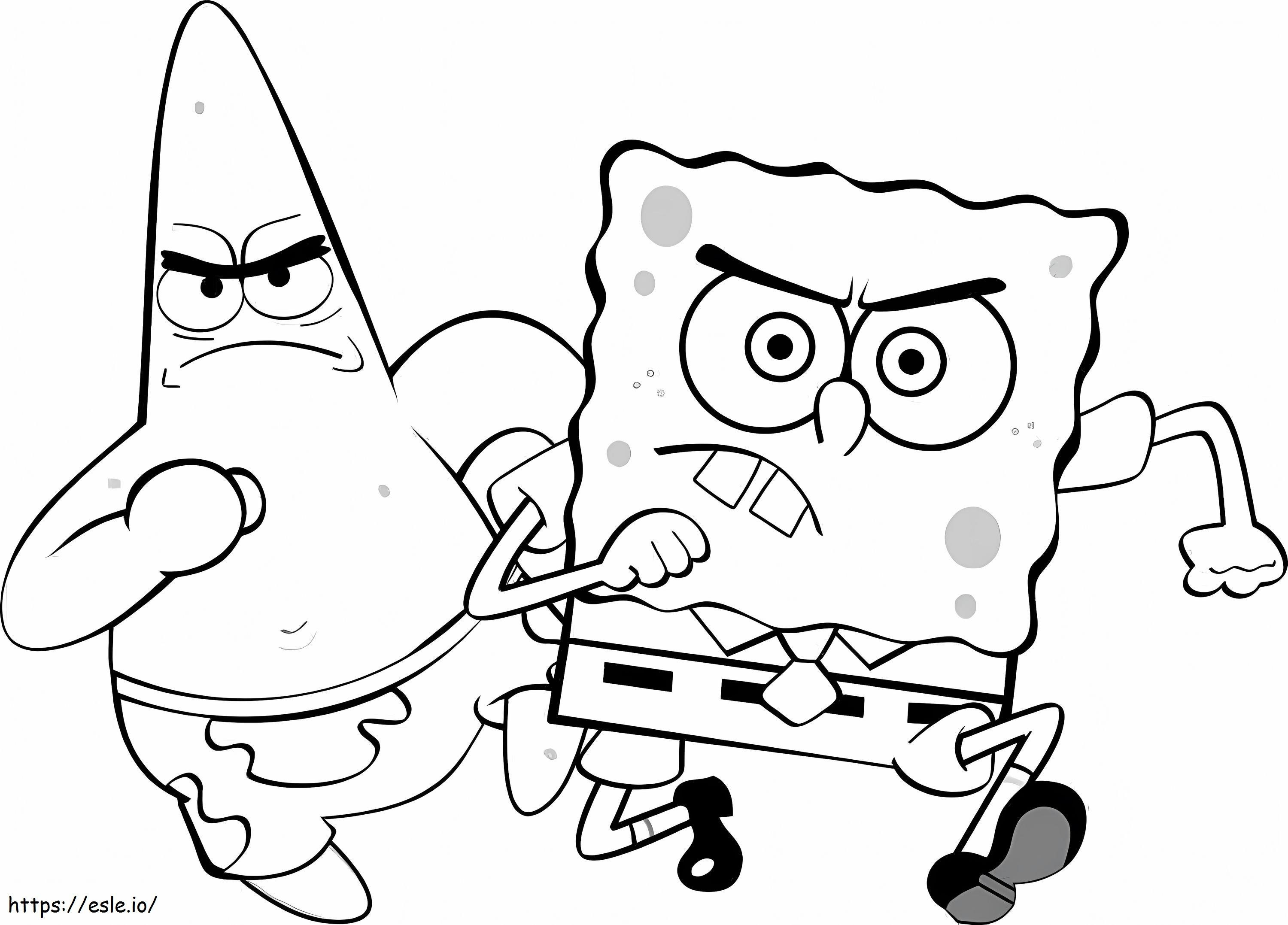 Patrick Star Dan Spongebob Berlari Gambar Mewarnai