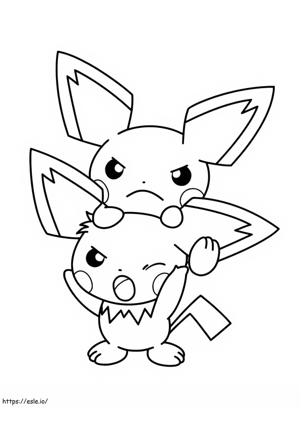 Pichu e Pikachu com raiva para colorir
