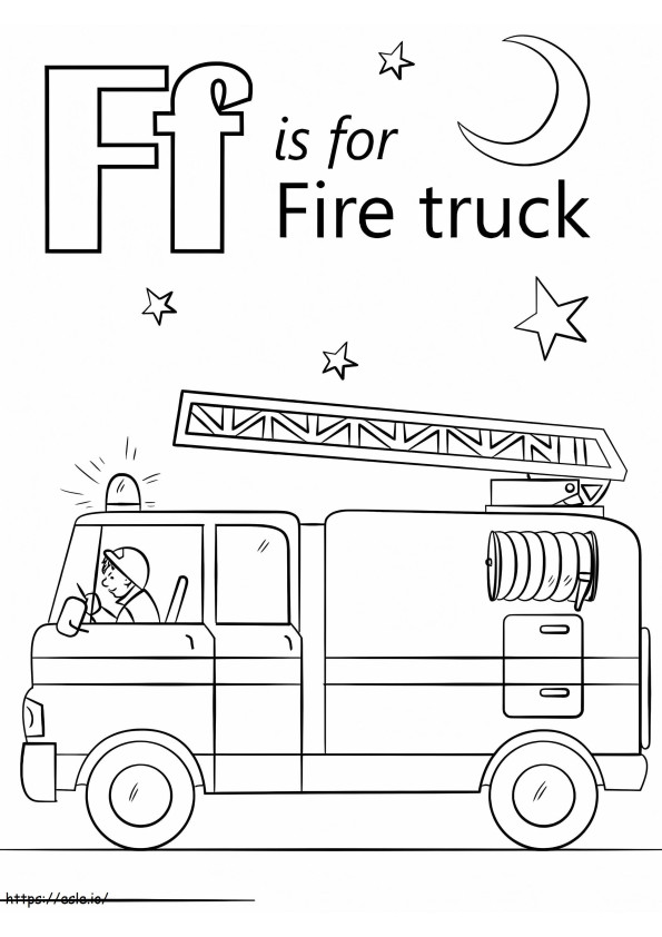 Fire Truck Letter F coloring page