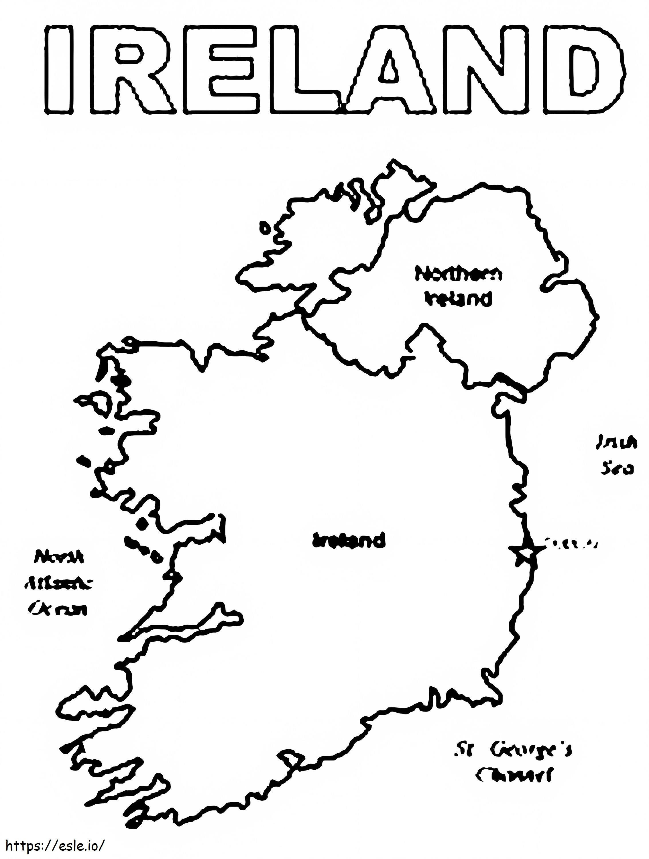 アイルランドの地図 ぬりえ - 塗り絵