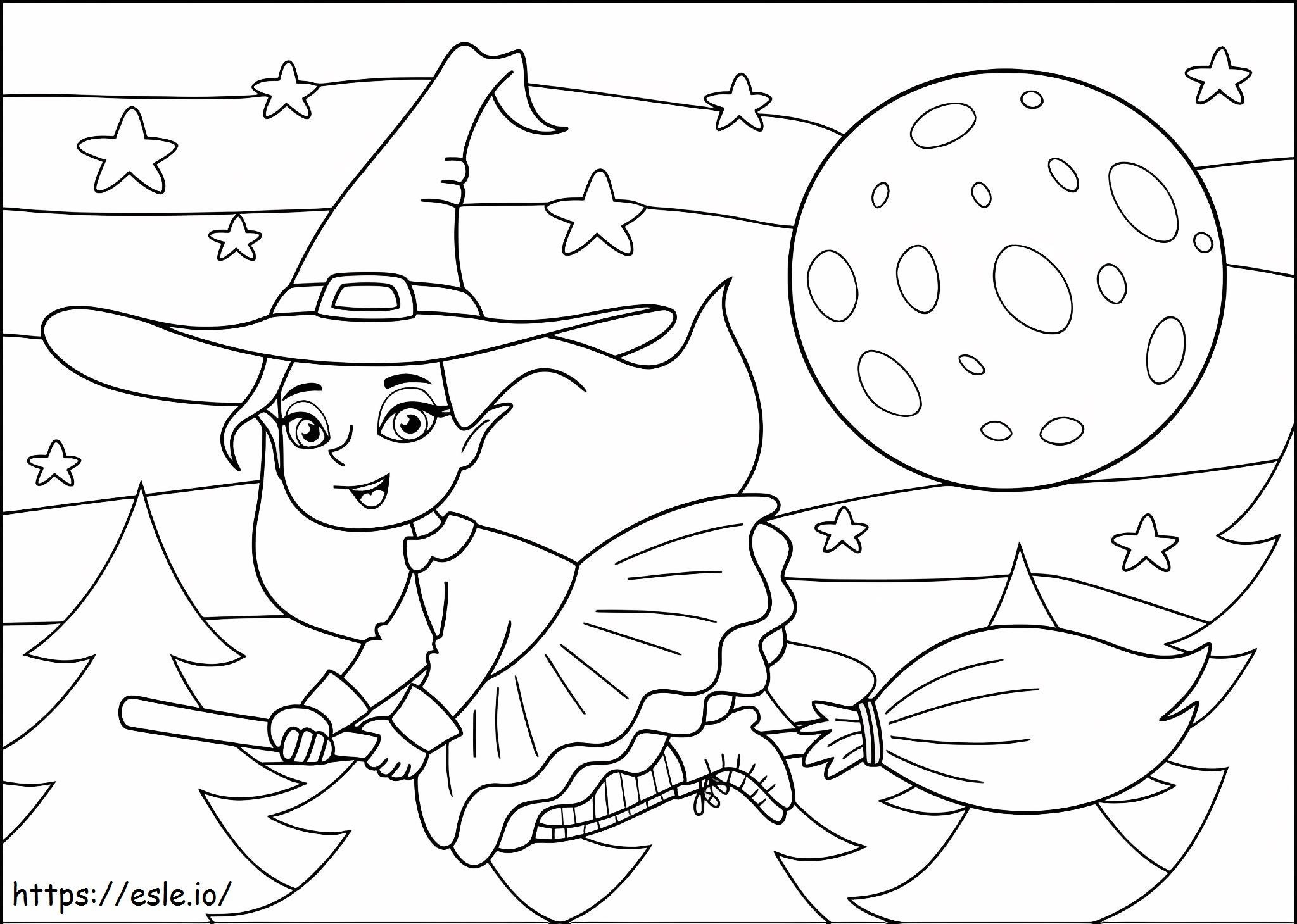Latająca czarownica kolorowanka