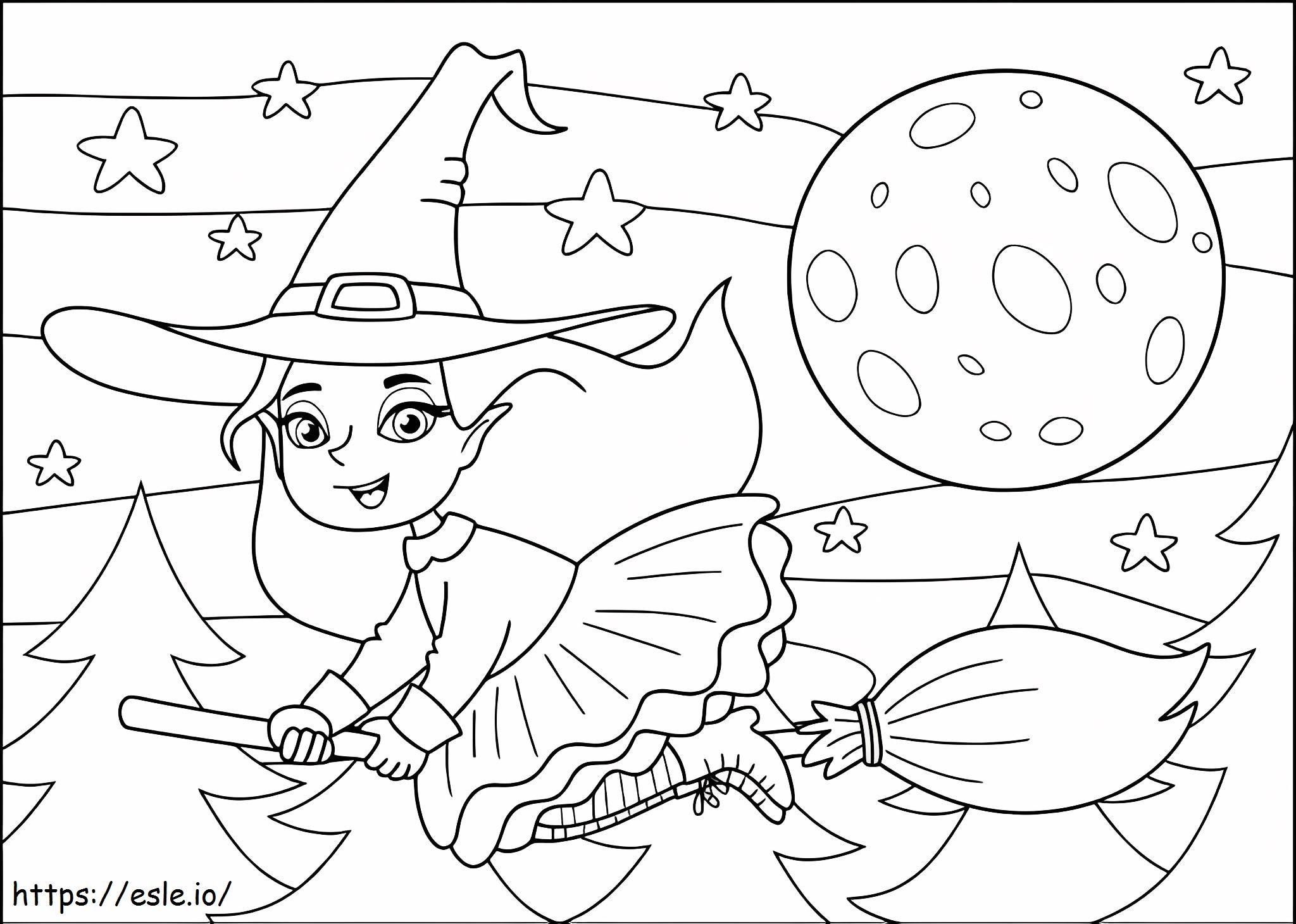 Witch Girl Flying Coloring Pages Witch Girl Flying Coloring Pages