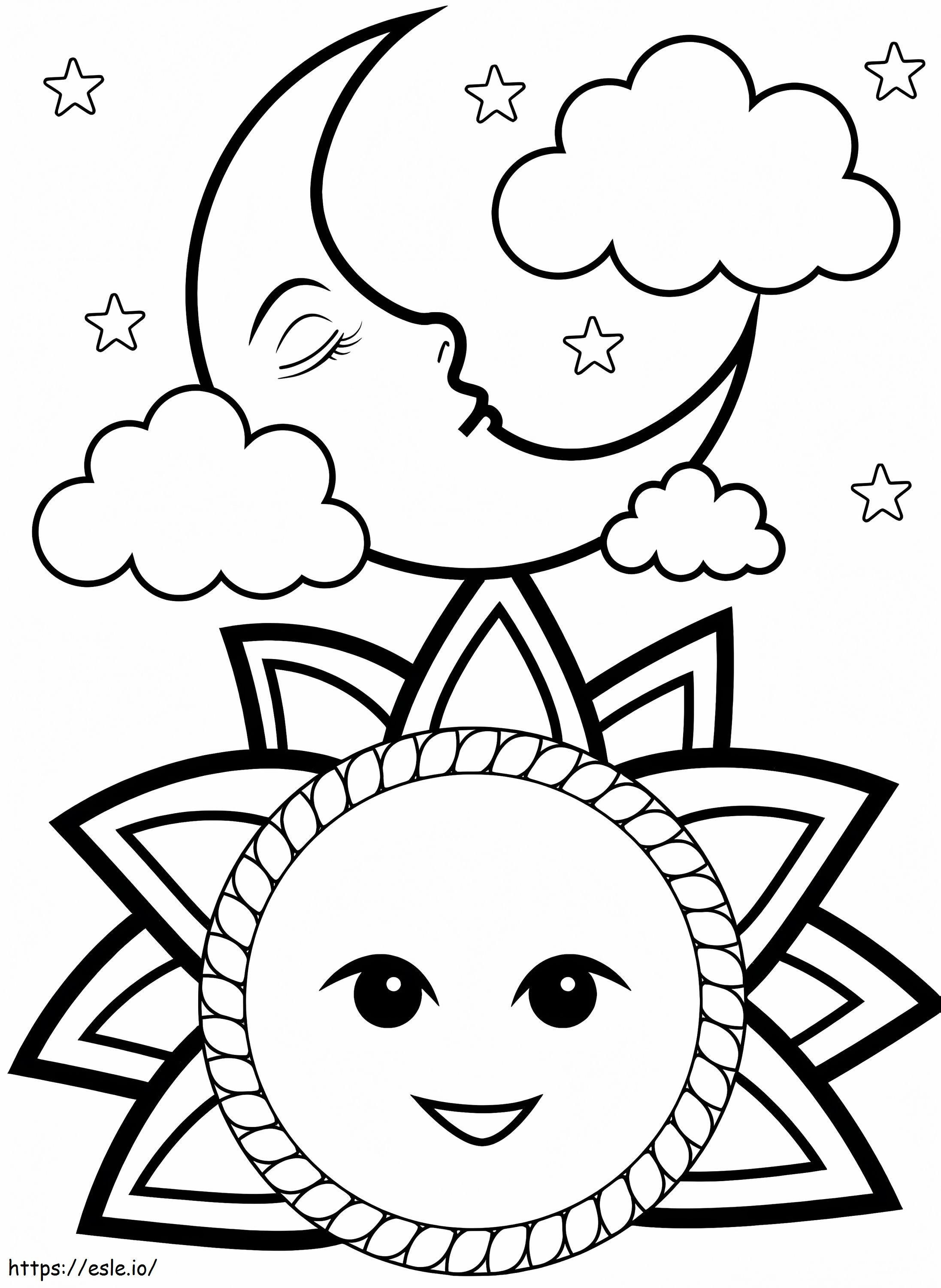 Coloriage Imprimer Soleil Et Lune à imprimer dessin