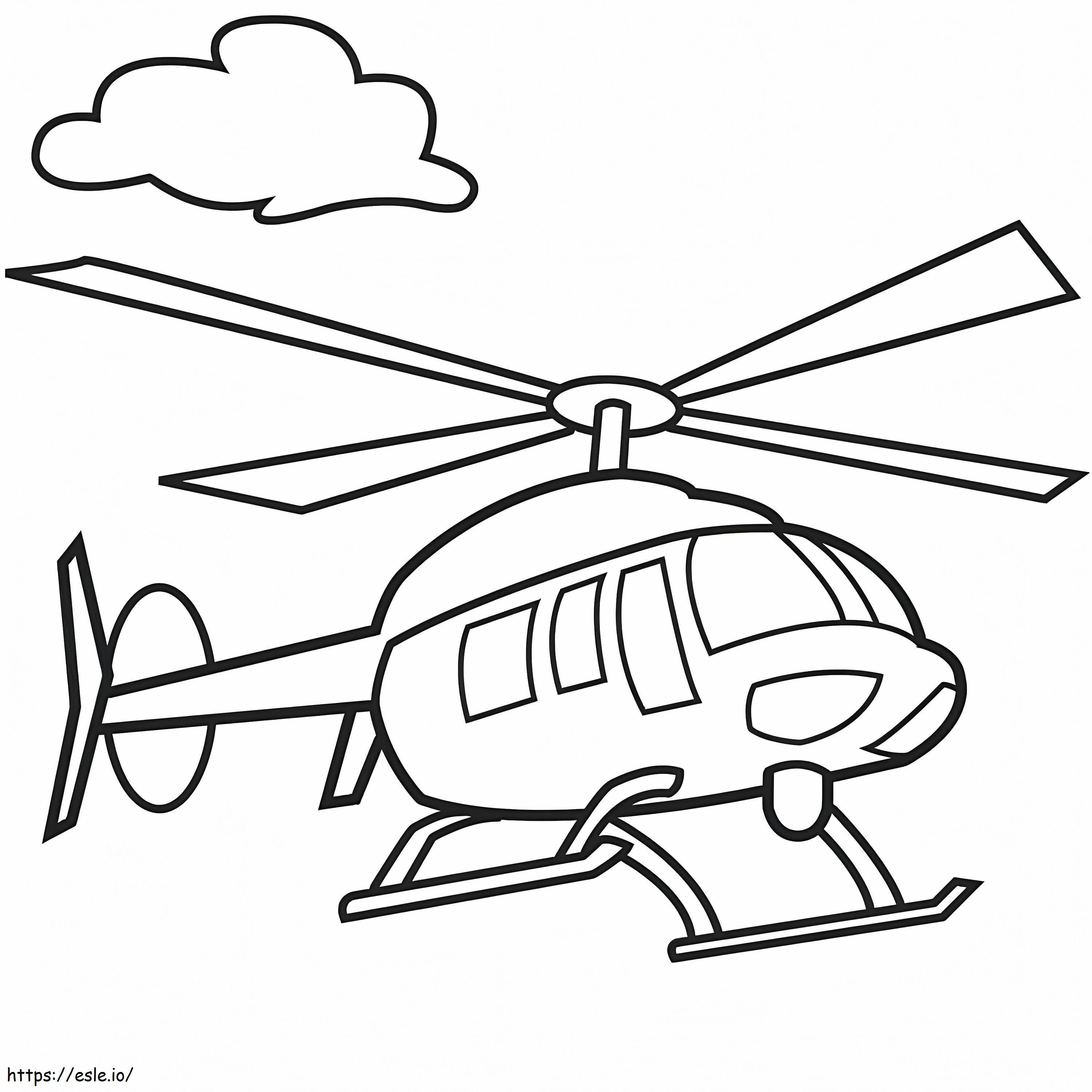 Coloriage Hélicoptère et nuage à imprimer dessin