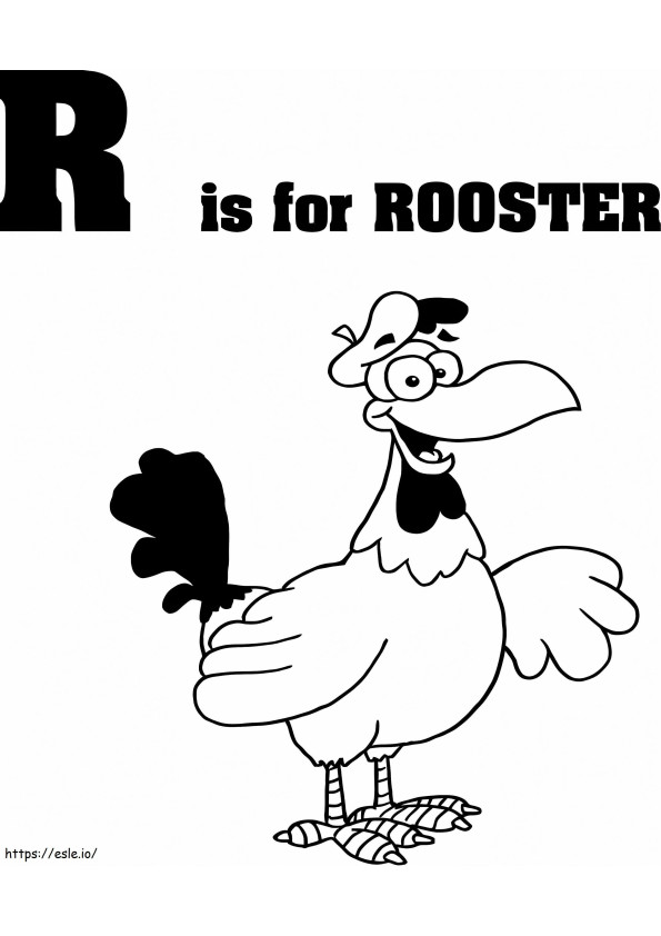 Funny Rooster Letter R coloring page
