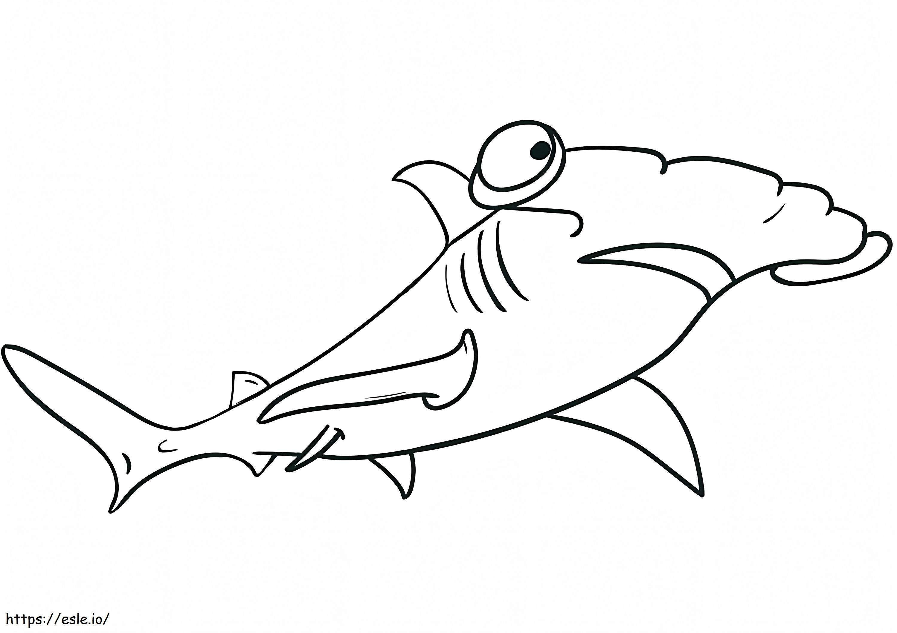 Simpatico squalo martello da colorare