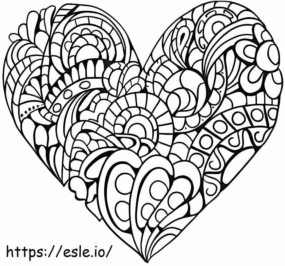 Coração Zentangle 1 para colorir