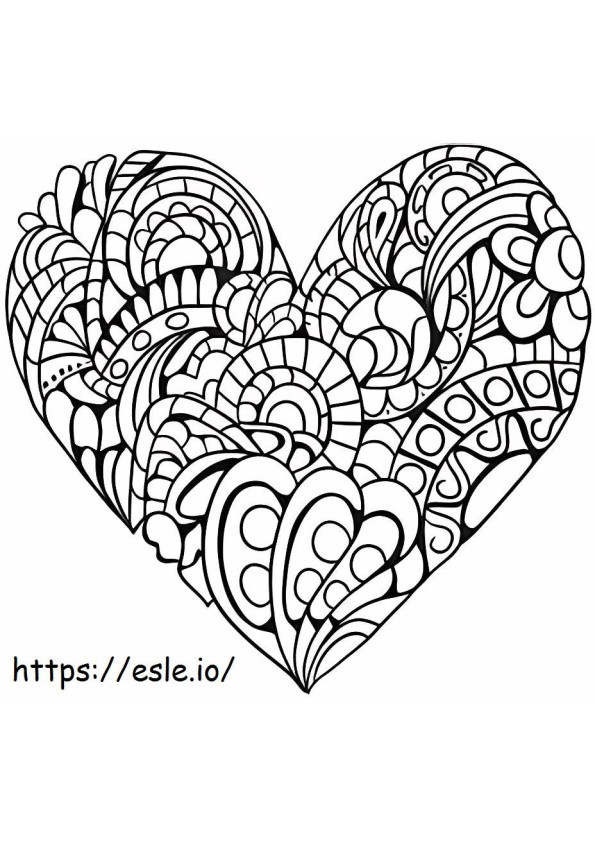 Heart Zentangle 1 värityskuva