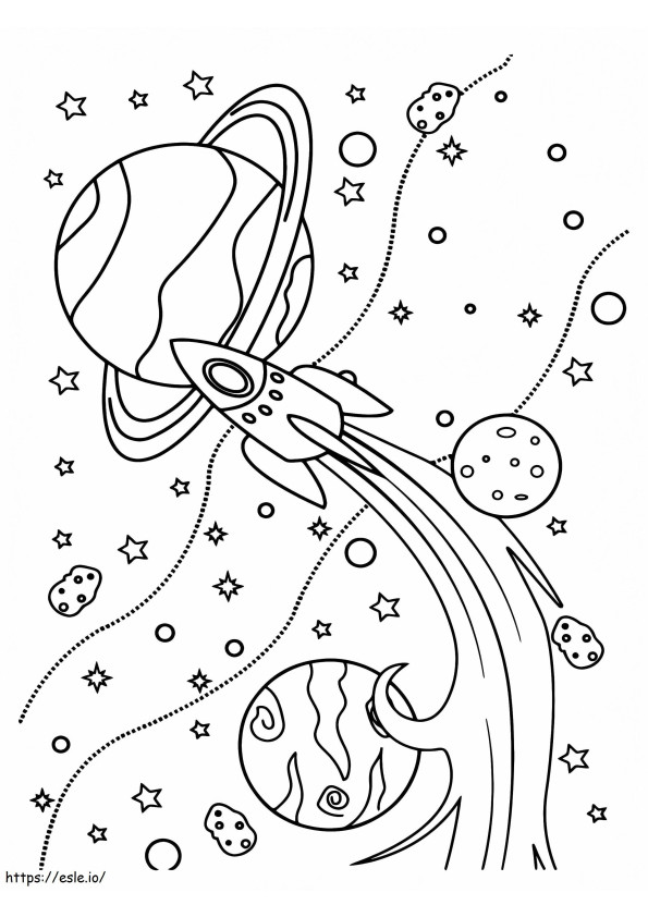 Rocket Speed Up In Space coloring page