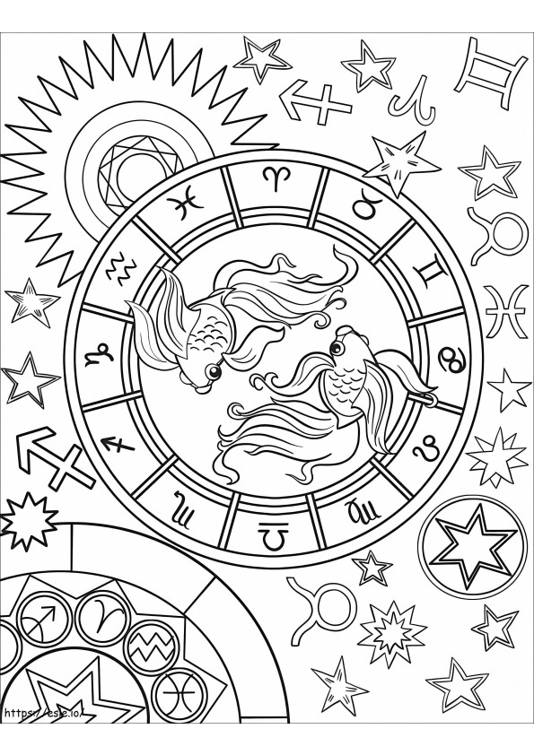 Printable Pisces coloring page