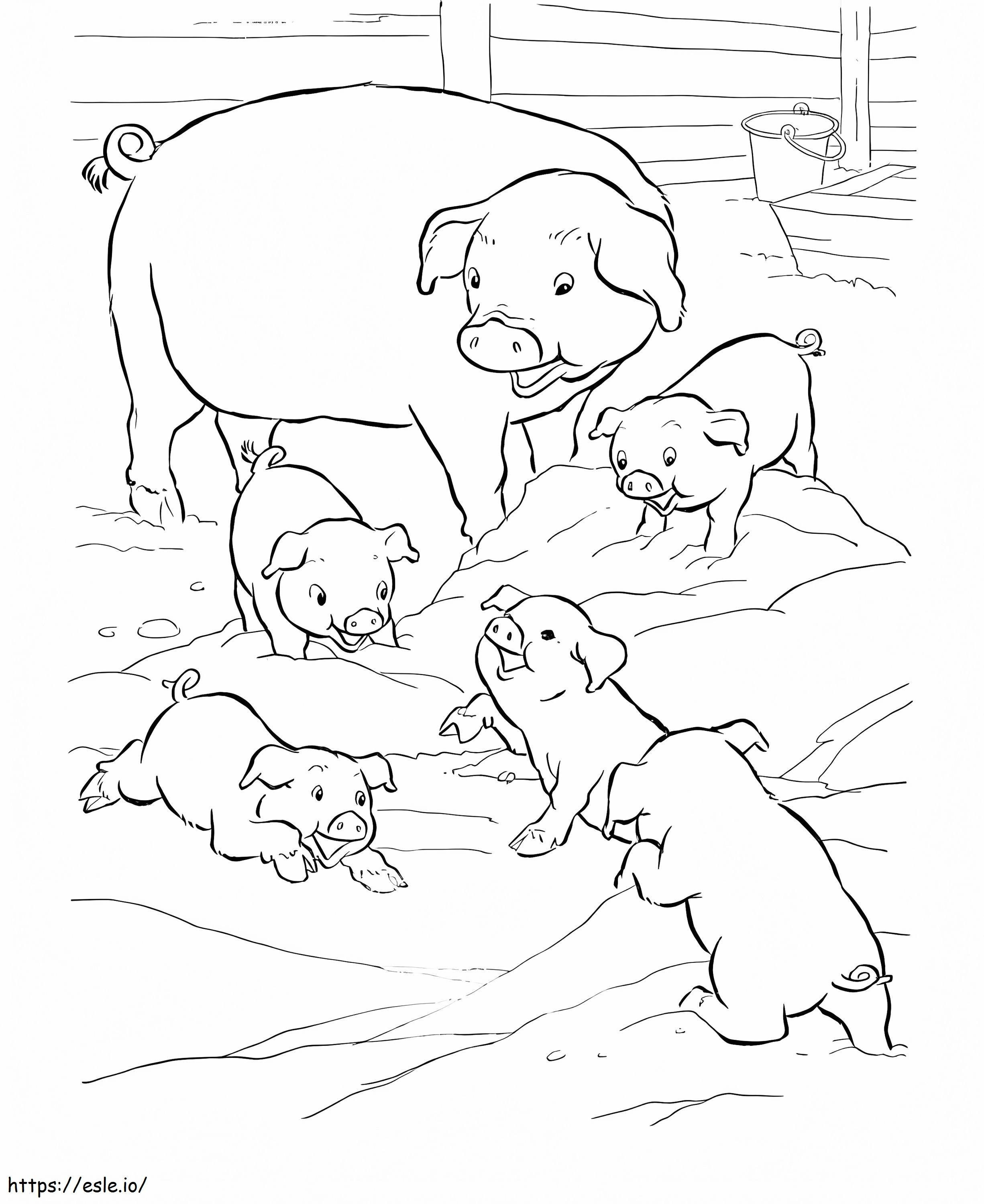Family Pigs coloring page