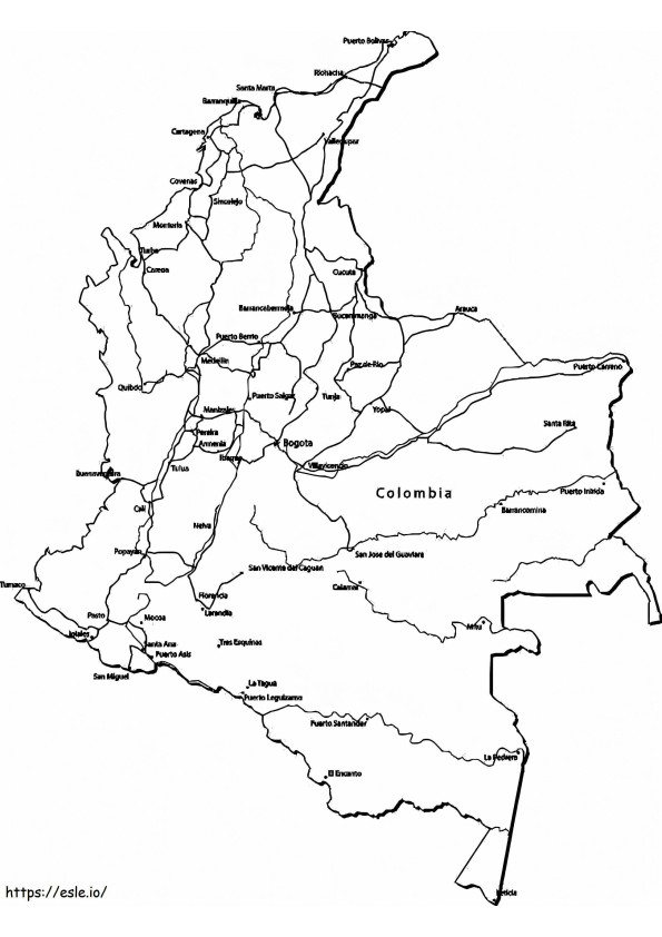 Map Of Colombia 1 coloring page