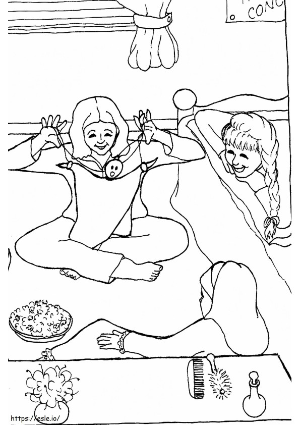 Teenager Girls Sleepover coloring page