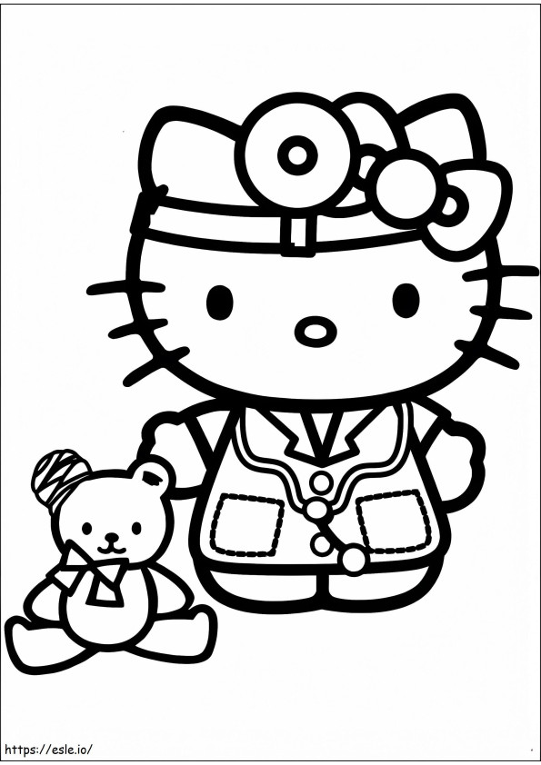 Coloriage Bonjour Kitty le docteur à imprimer dessin