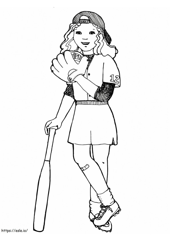 Cute Softball Player coloring page