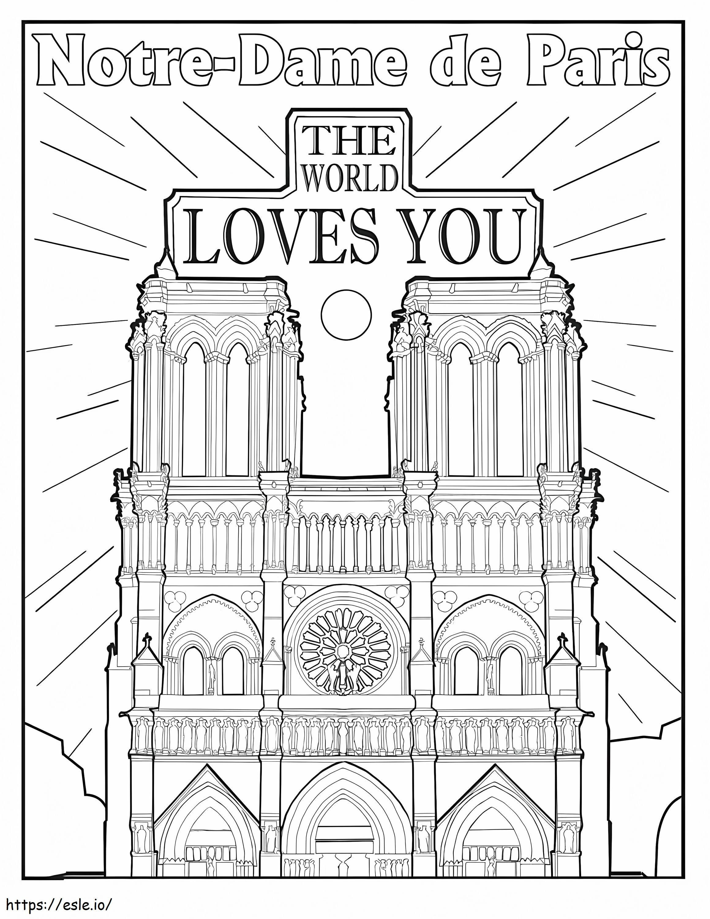 Catedral de Notre Dame 2 para colorear