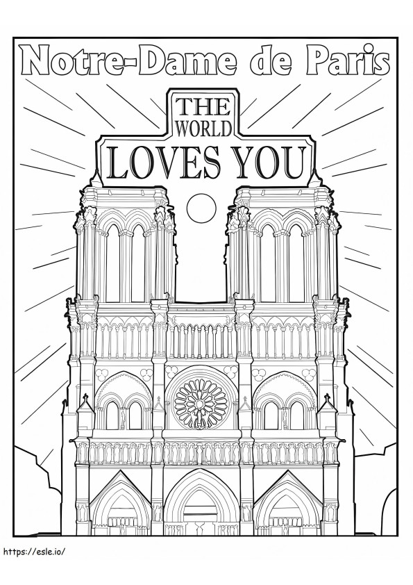 Catedral de Notre Dame 2 para colorir