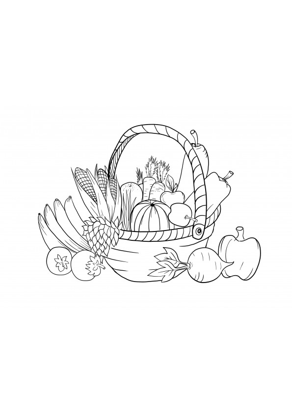 vegetable harvest basket for printing and coloring for free free