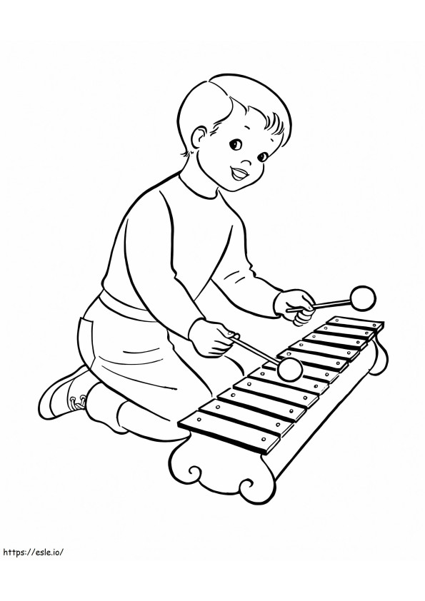 Niño tocando el xilófono para colorear