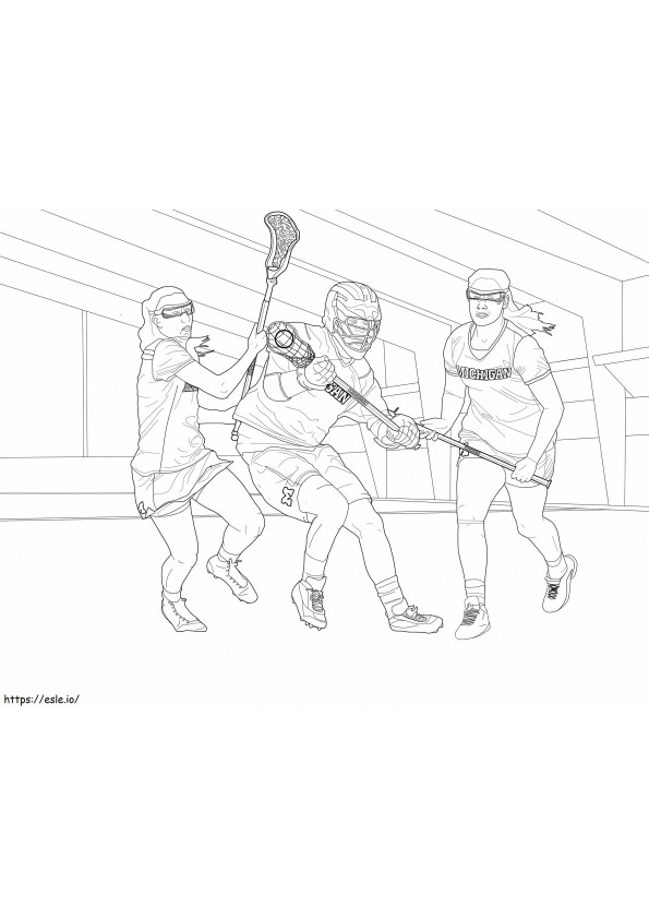 Three Lacrosse Players coloring page