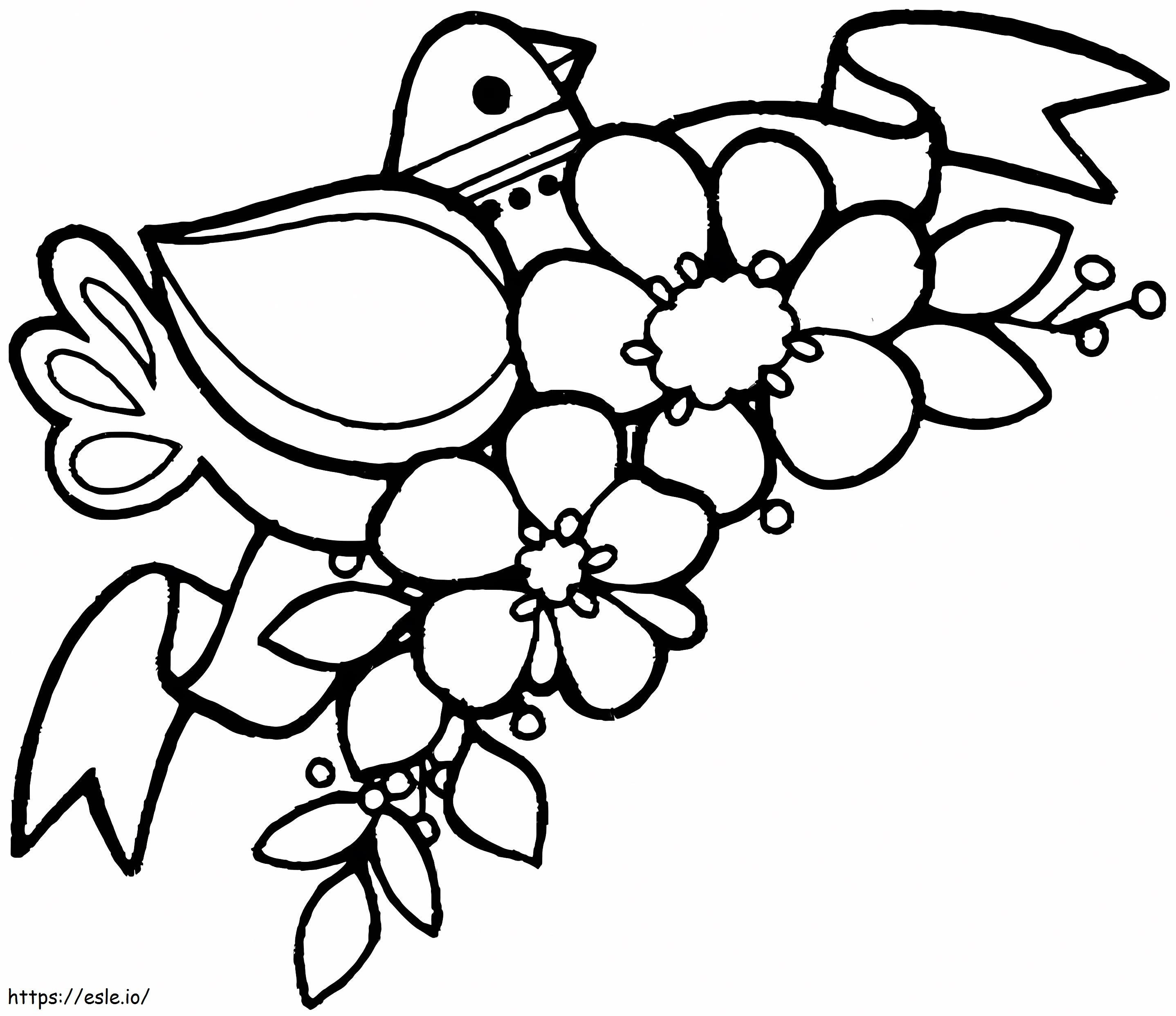 Coloriage Oiseau de printemps mignon à imprimer dessin