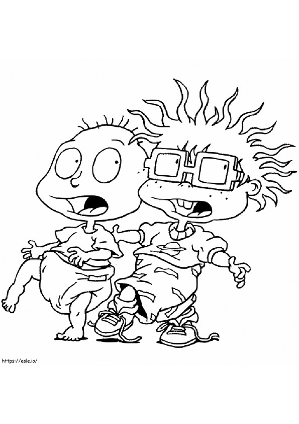 Chuckie și Tommy de la Rugrats de colorat