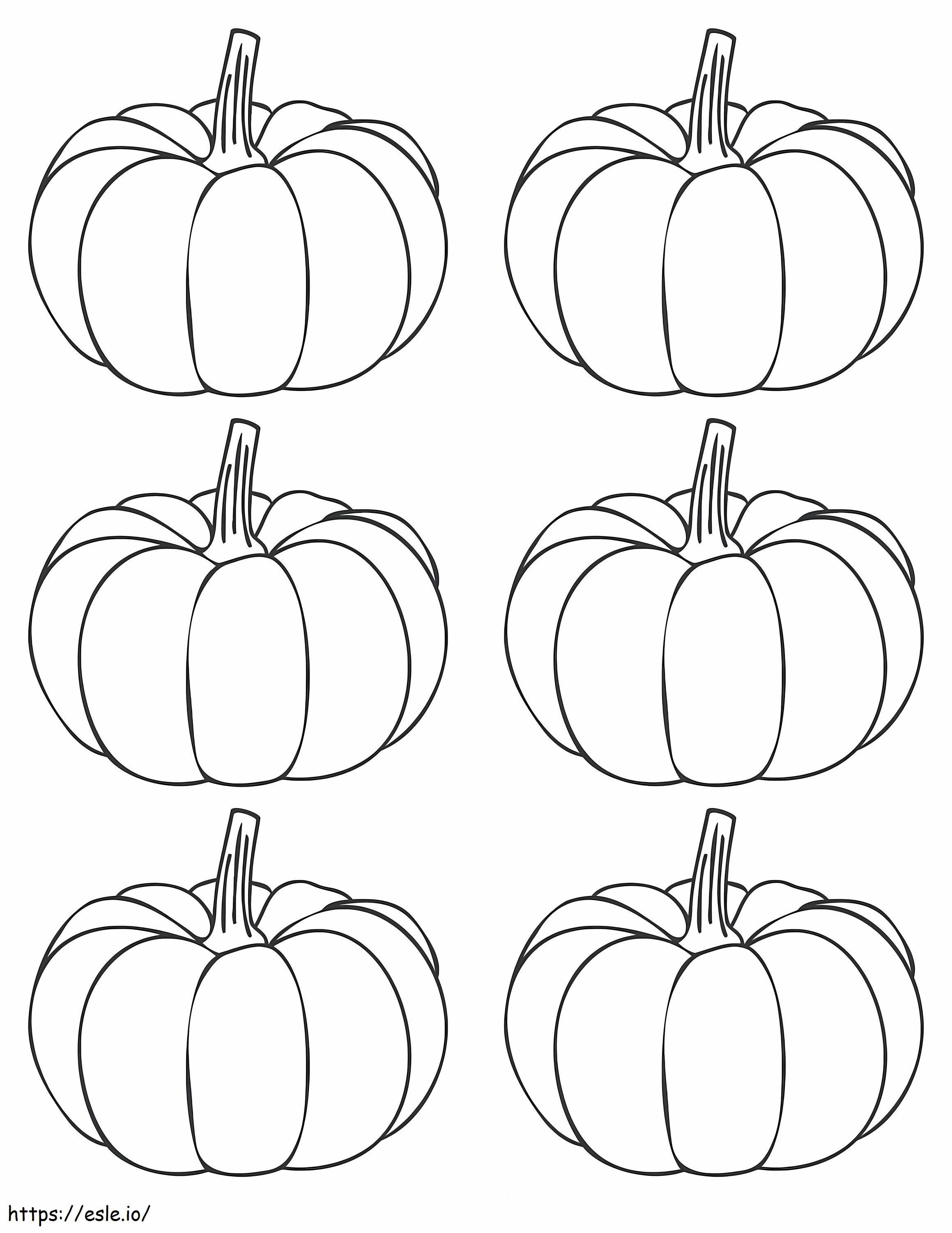 Six Pumpkins coloring page