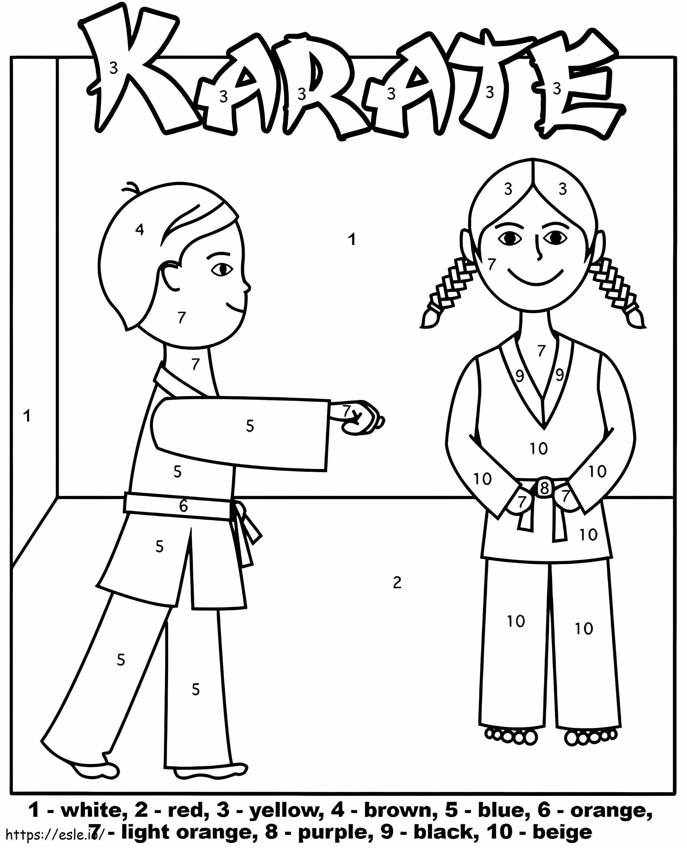 Karate Dla Przedszkola Kolor Według Numeru kolorowanka