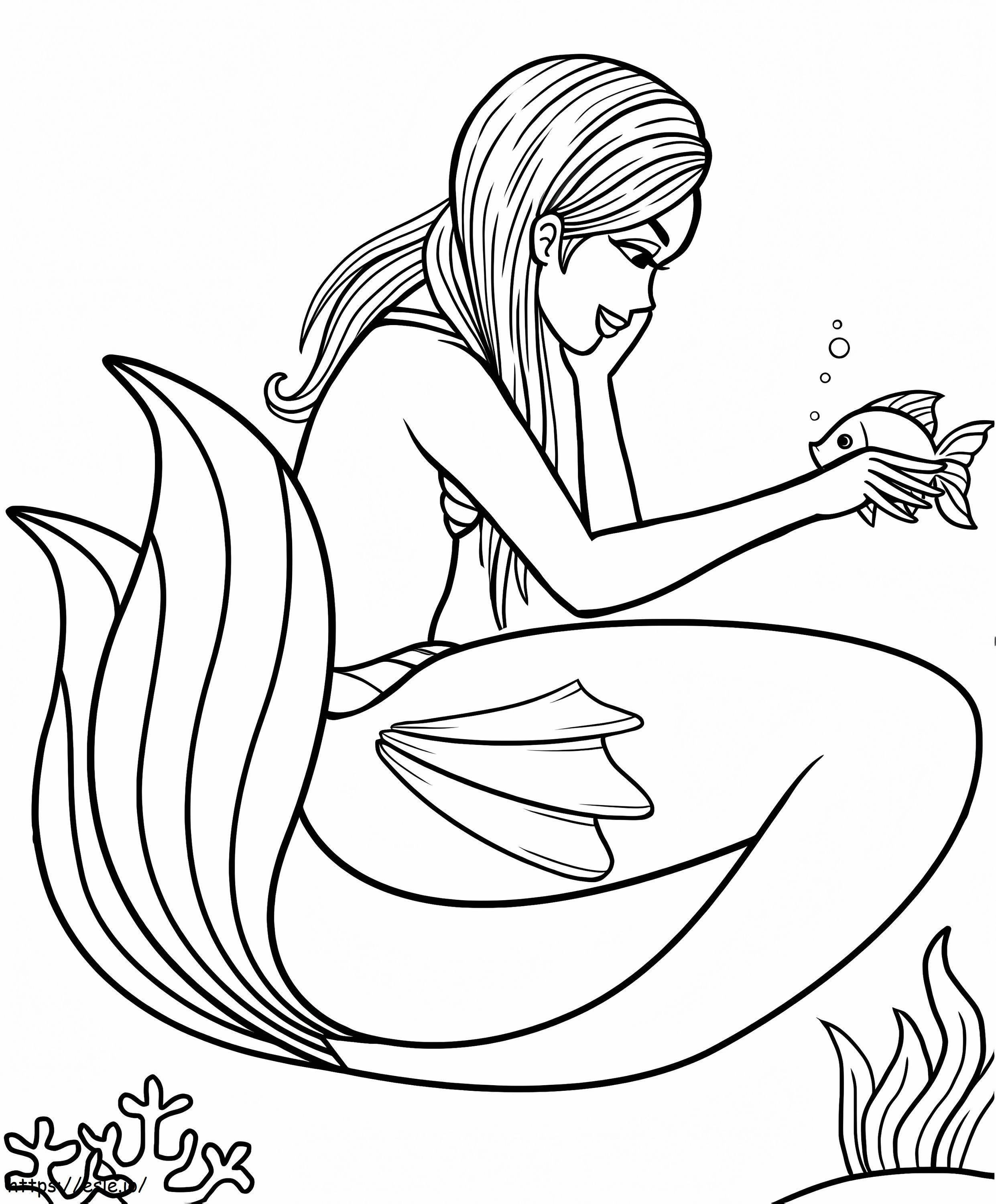 Deniz Kızı Ve Balık boyama