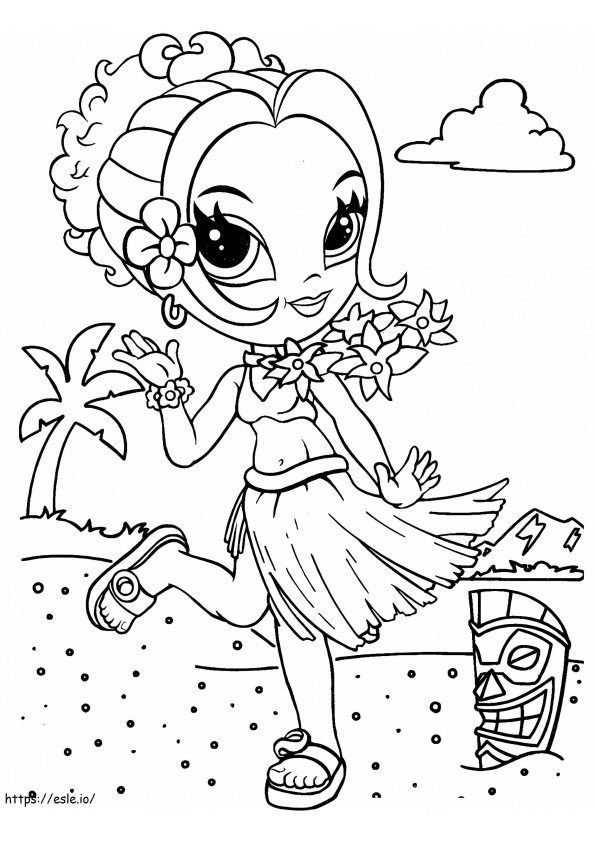  Glamour Girl At The Beach A4 de colorat