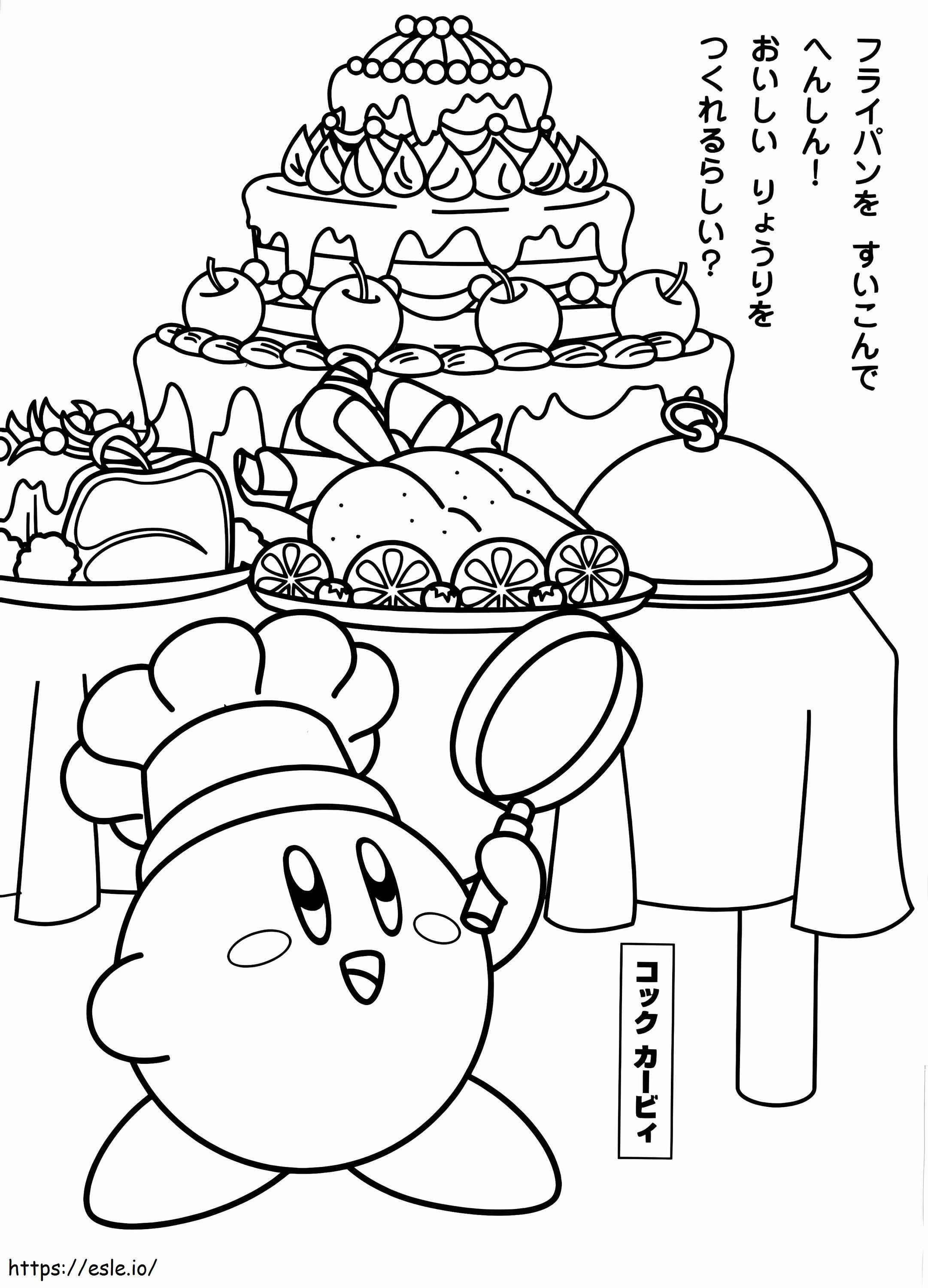 Kirby Chef coloring page