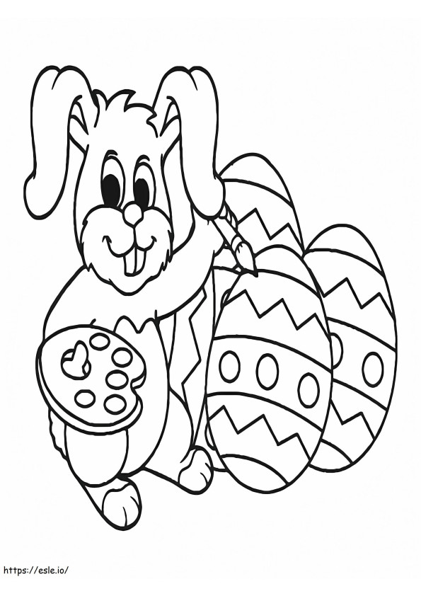 Easter Bunny Painting Eggs coloring page