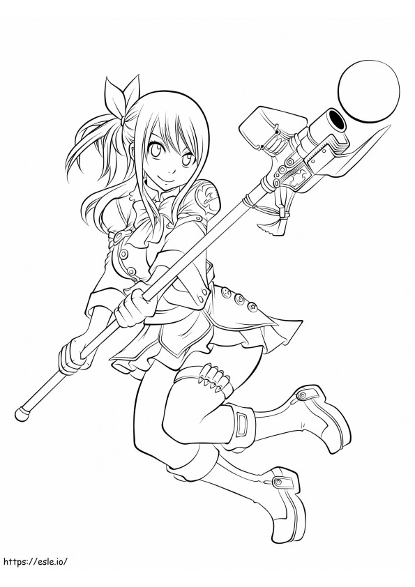 Lucy Heartfilia com arma para colorir