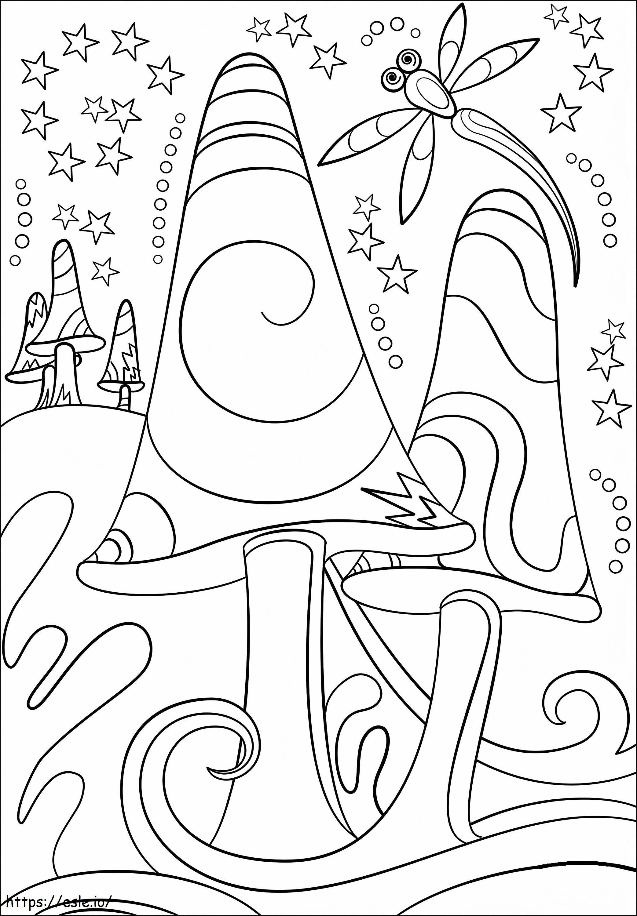 Shrooms Trippy Coloring Page coloring page