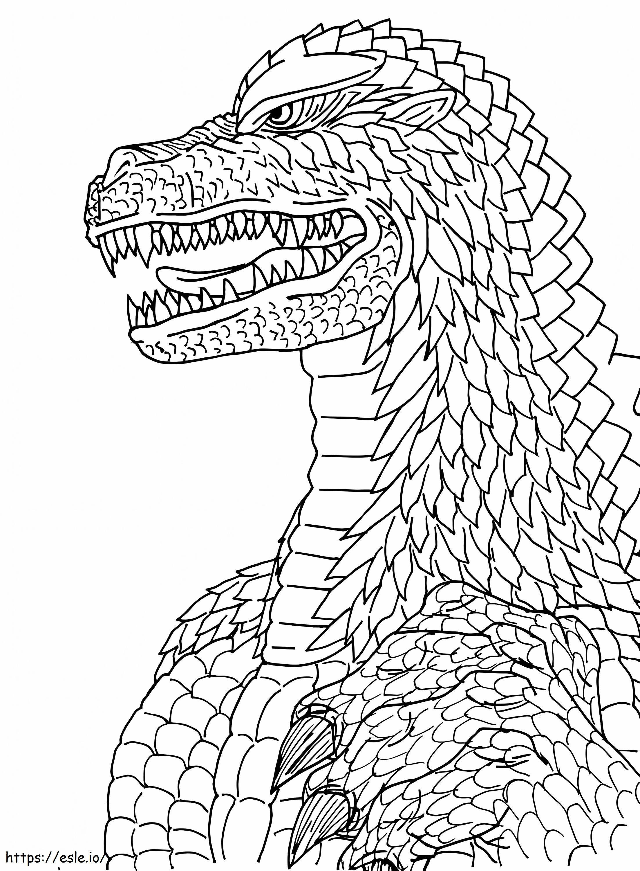 Coloriage Godzilla Head est pour les adultes à imprimer dessin