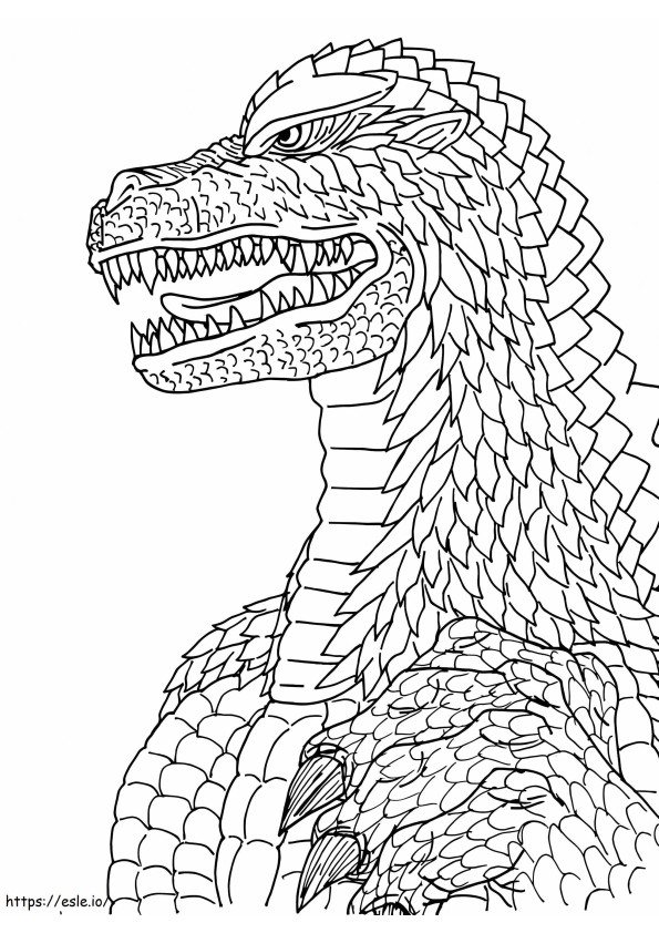 Coloriage Godzilla Head est pour les adultes à imprimer dessin