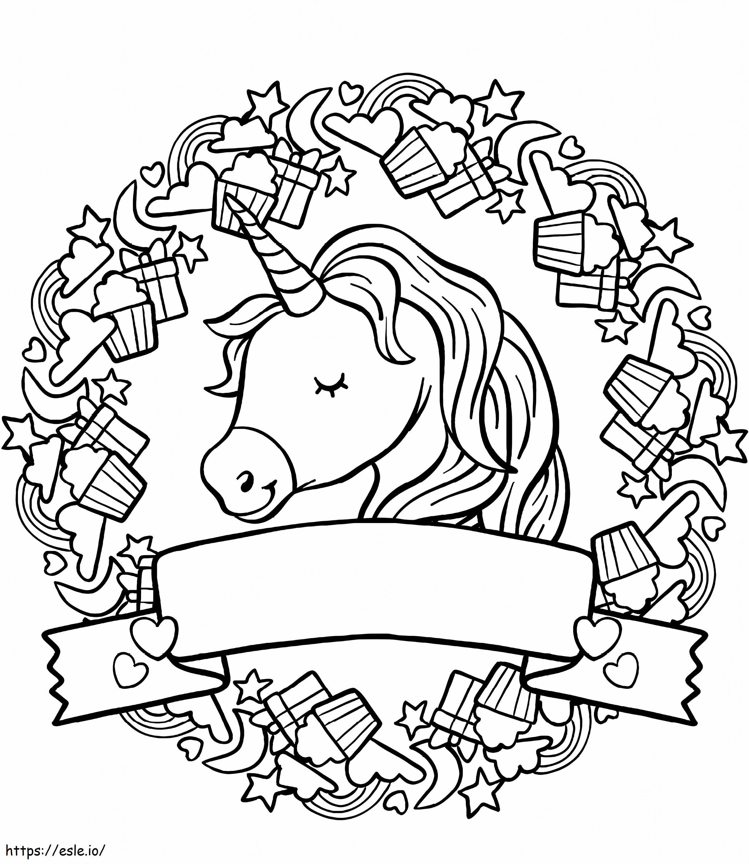 Happy Face Unicorn A4 coloring page