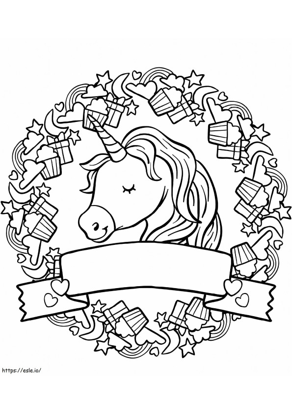 Happy Face Unicorn A4 coloring page