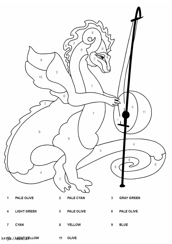 Awesome Dragon Color By Number coloring page