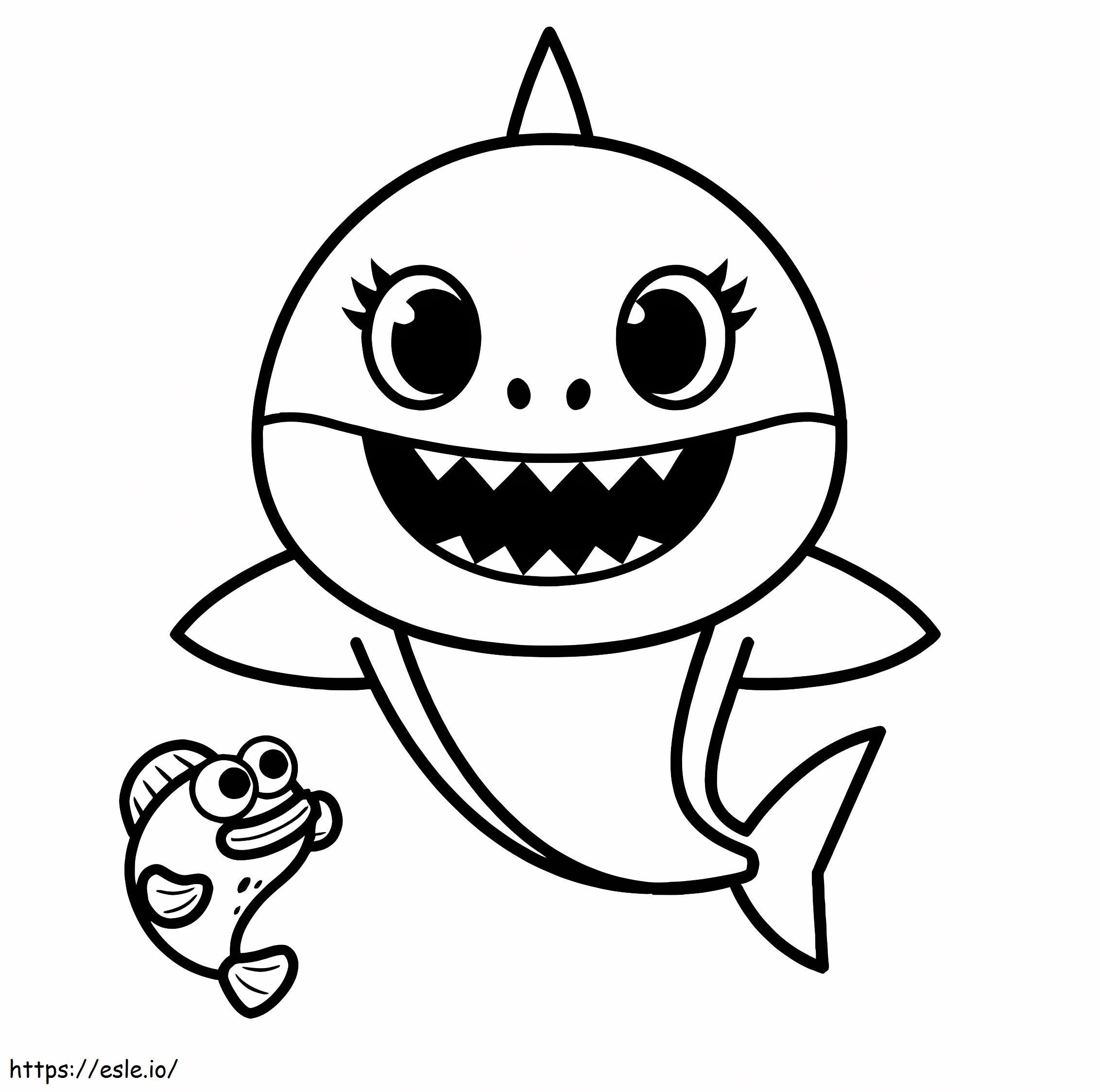 Baby Shark With Fish coloring page