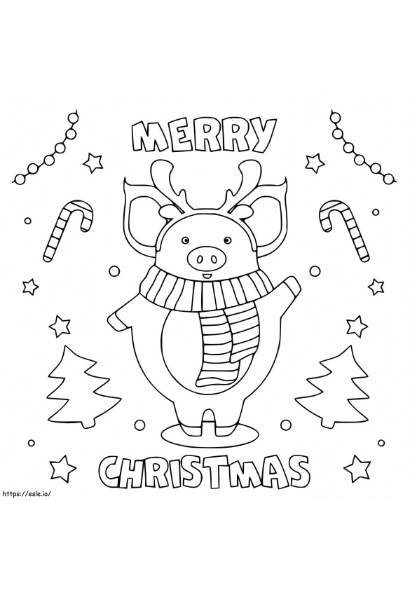 Cute Christmas Pig coloring page