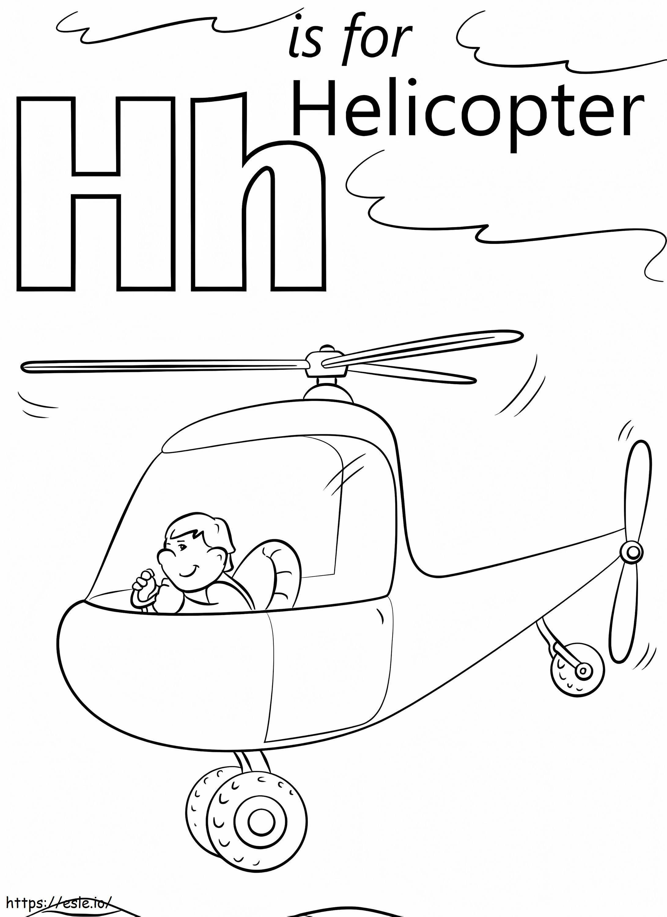 Elicopter litera H de colorat