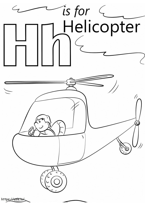 Helicopter Letter H coloring page