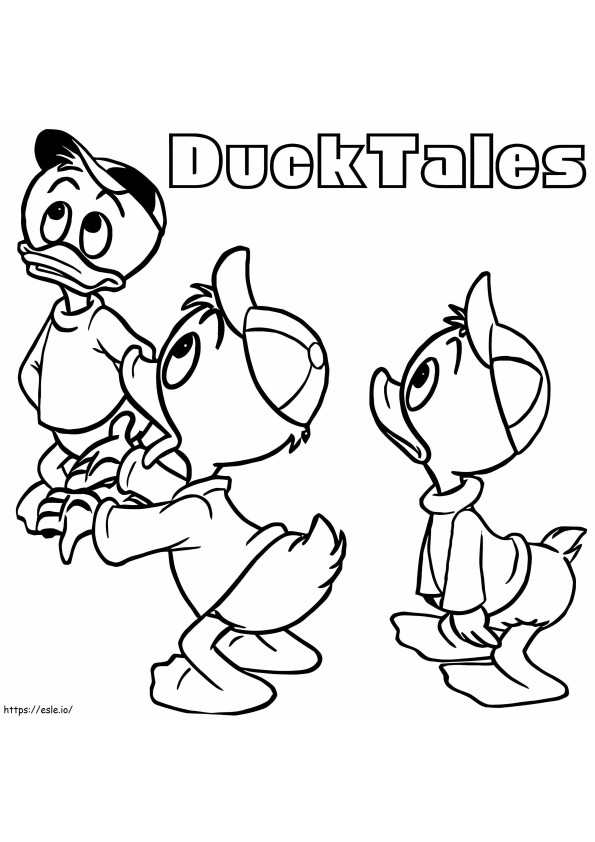 Huey Dewey și Louie din Ducktales de colorat