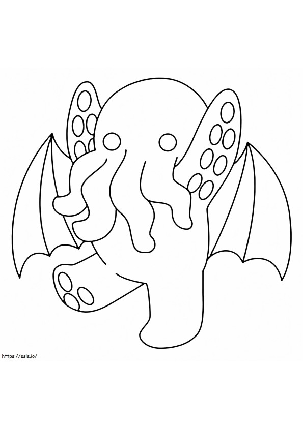 Cute Happy Cthulhu coloring page