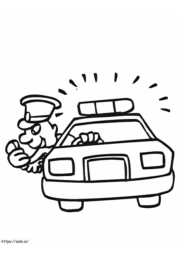 Policial engraçado no carro para colorir