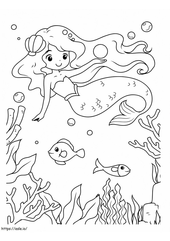 Meerjungfrau und Fische ausmalbilder
