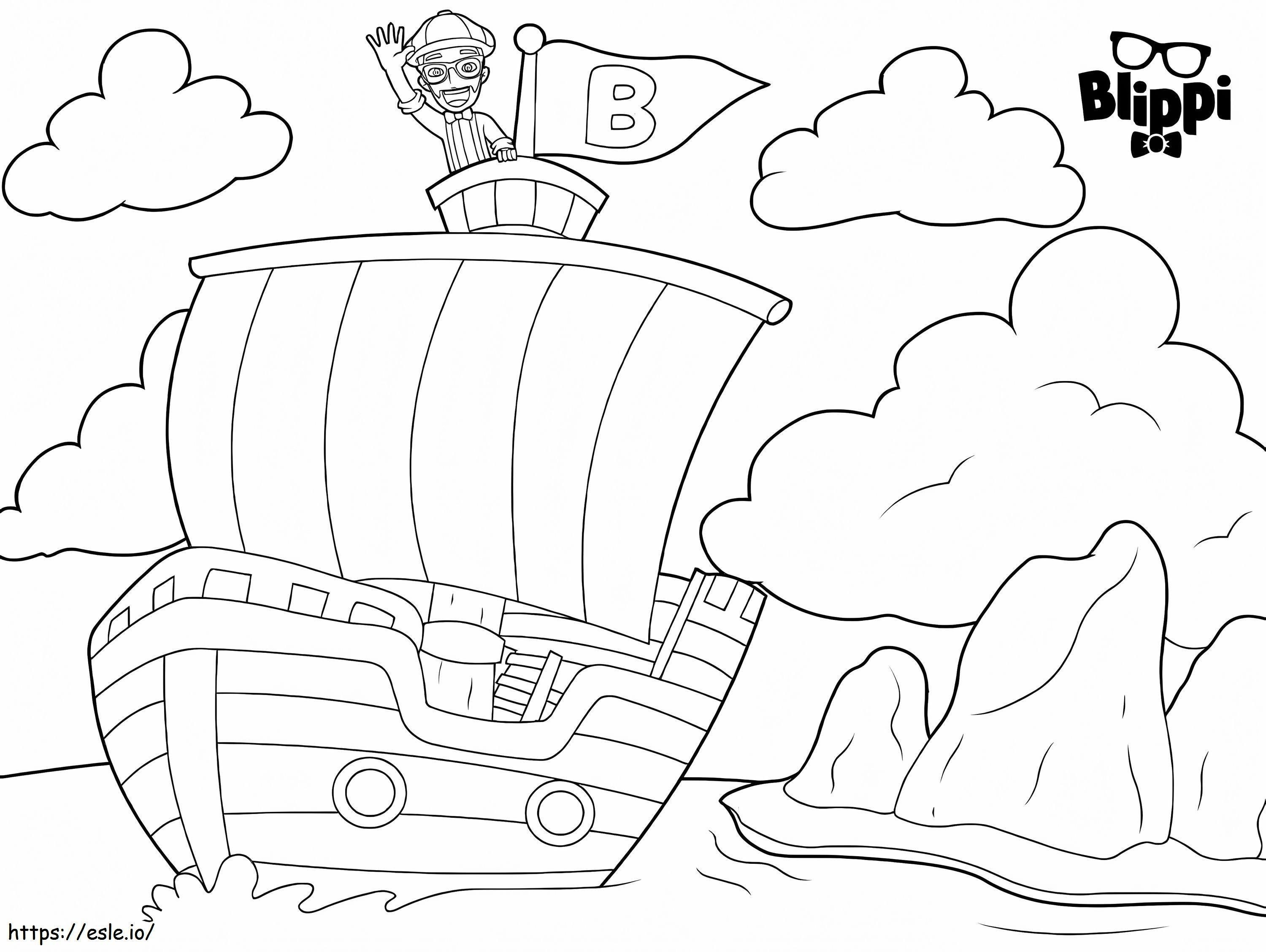 Blippi no navio pirata para colorir